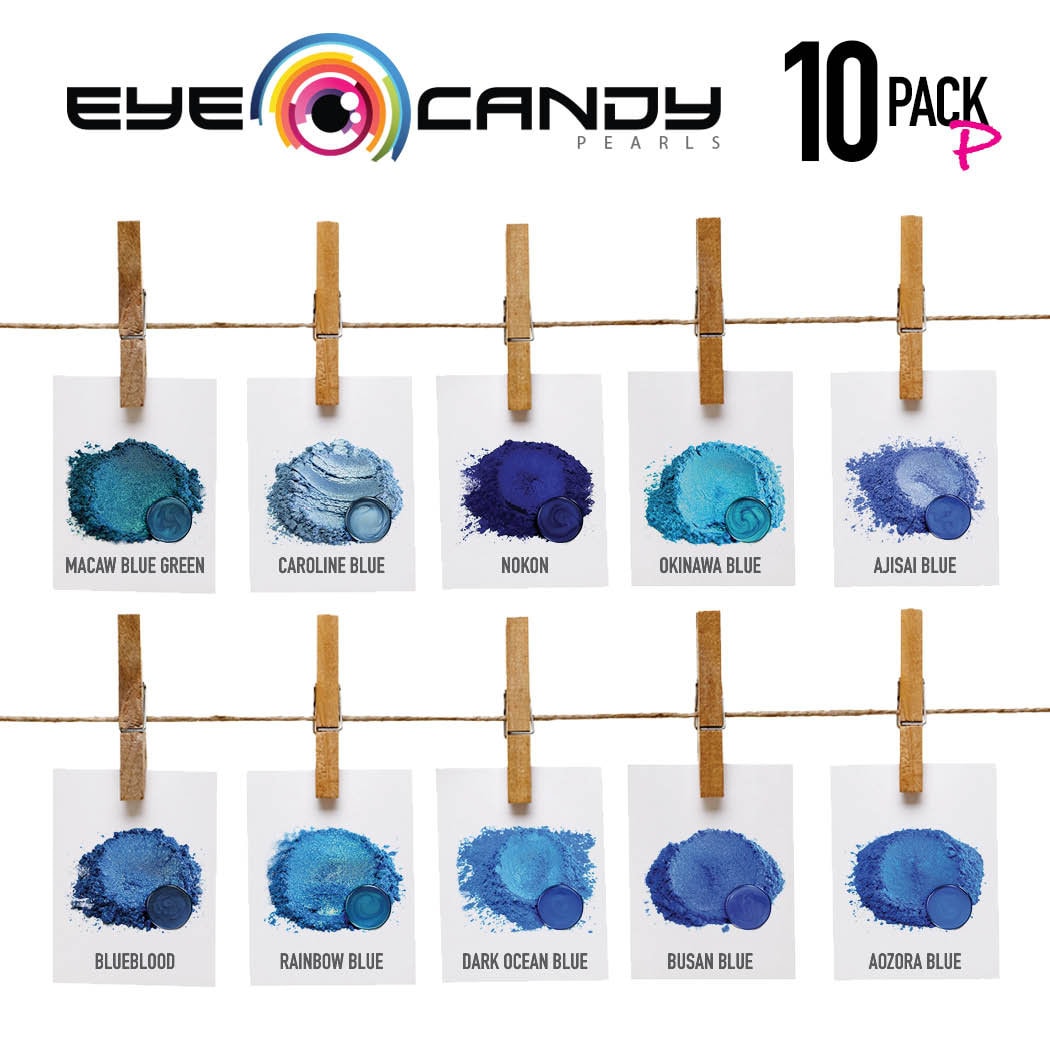 Eye Candy Mica Pigments 10 Color Sample Set P- Blues