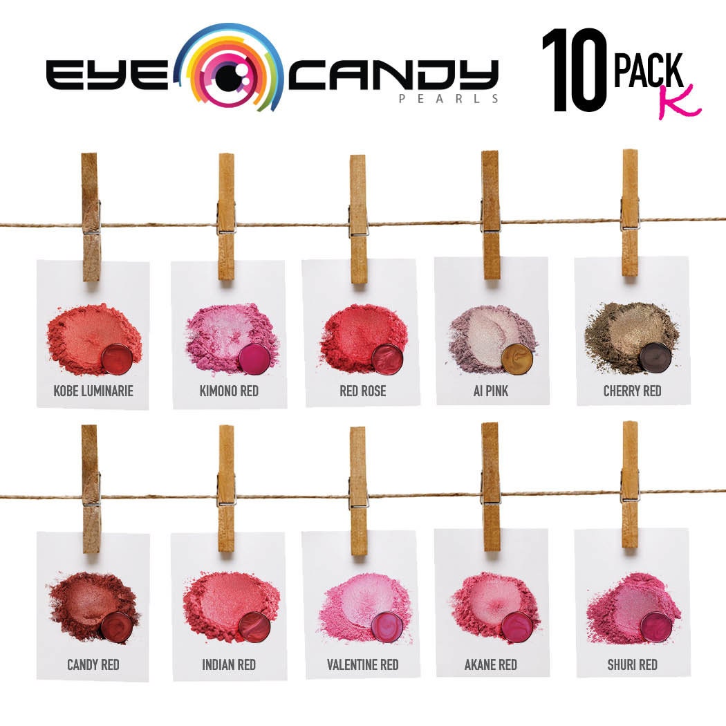 Eye Candy Mica Pigments 10 Color Sample Set K REDS