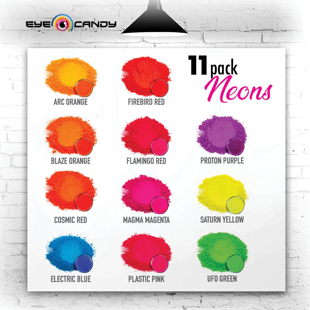 Eye Candy Mica Pigments 11 NEON Color Variety Pack – MakersMold