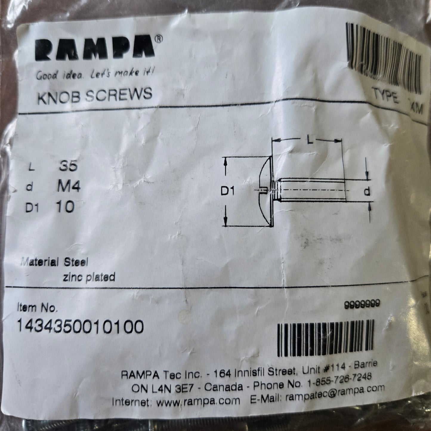 Replacement Rampa M4 bolts for Rectangular HDPE molds