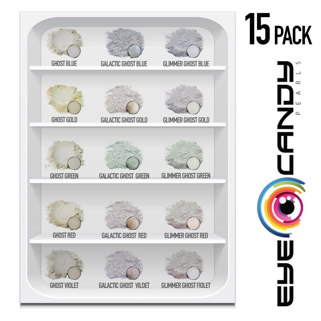Eye Candy Mica Pigments 15 Color Variety Pack - Ghost White Pigments
