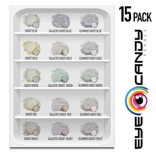 Eye Candy Mica Pigments 15 Color Variety Pack - Ghost White Pigments
