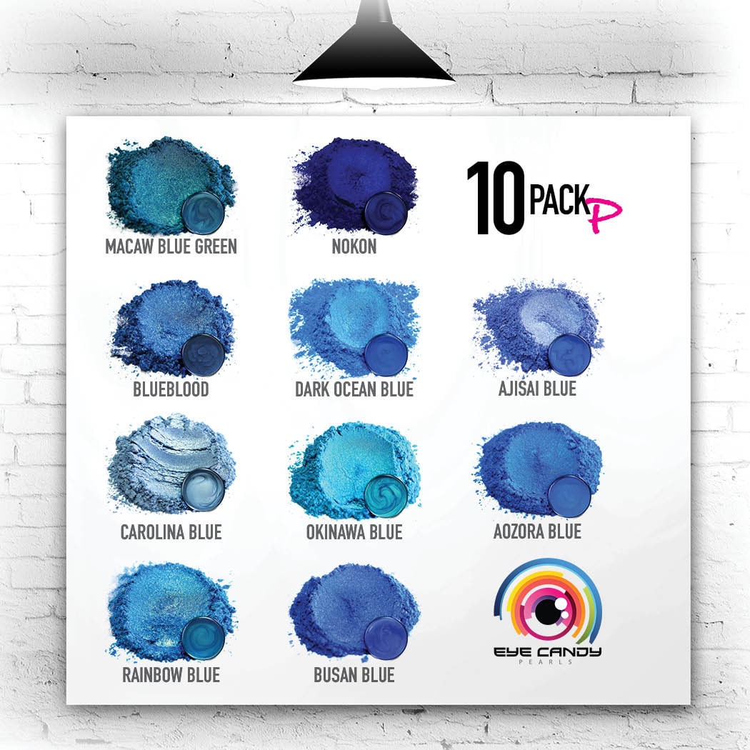 Eye Candy Mica Pigments 10 Color Sample Set P- Blues