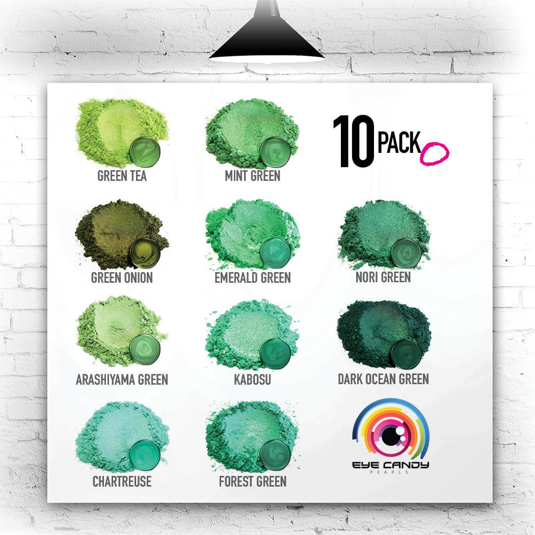 Eye Candy Mica Pigments 10 Color Sample Set O-Greens