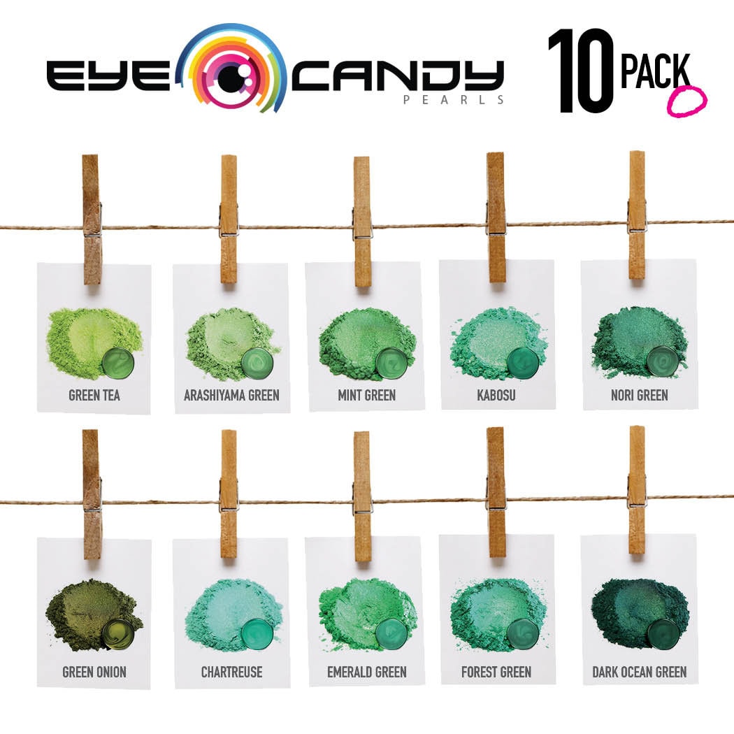 Eye Candy Mica Pigments 10 Color Sample Set O-Greens