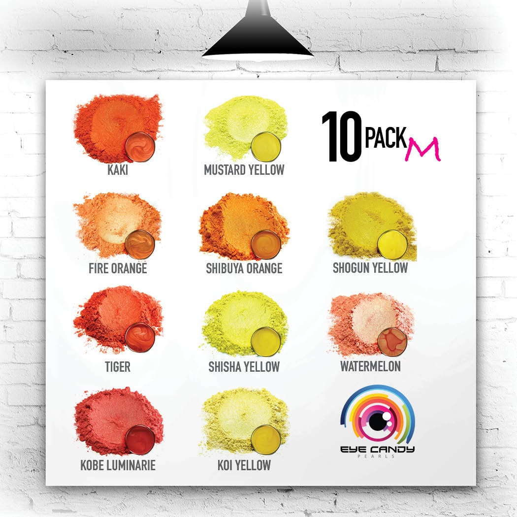 Eye Candy Mica Pigments 10 Color Sample Set M-Yellow/Orange
