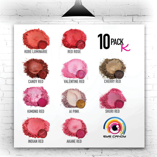 Eye Candy Mica Pigments 10 Color Sample Set K REDS